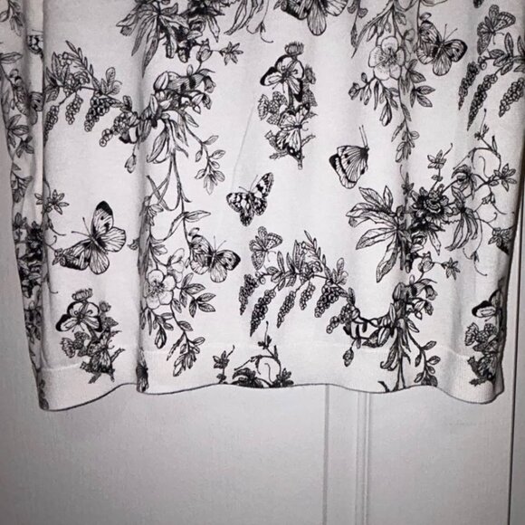 NWT TALBOTS BLACK WHITE ELBOW SLEEVE PULLOVER - BUTTERFLY TOILE WOMAN'S L LARGE - Picture 6 of 8